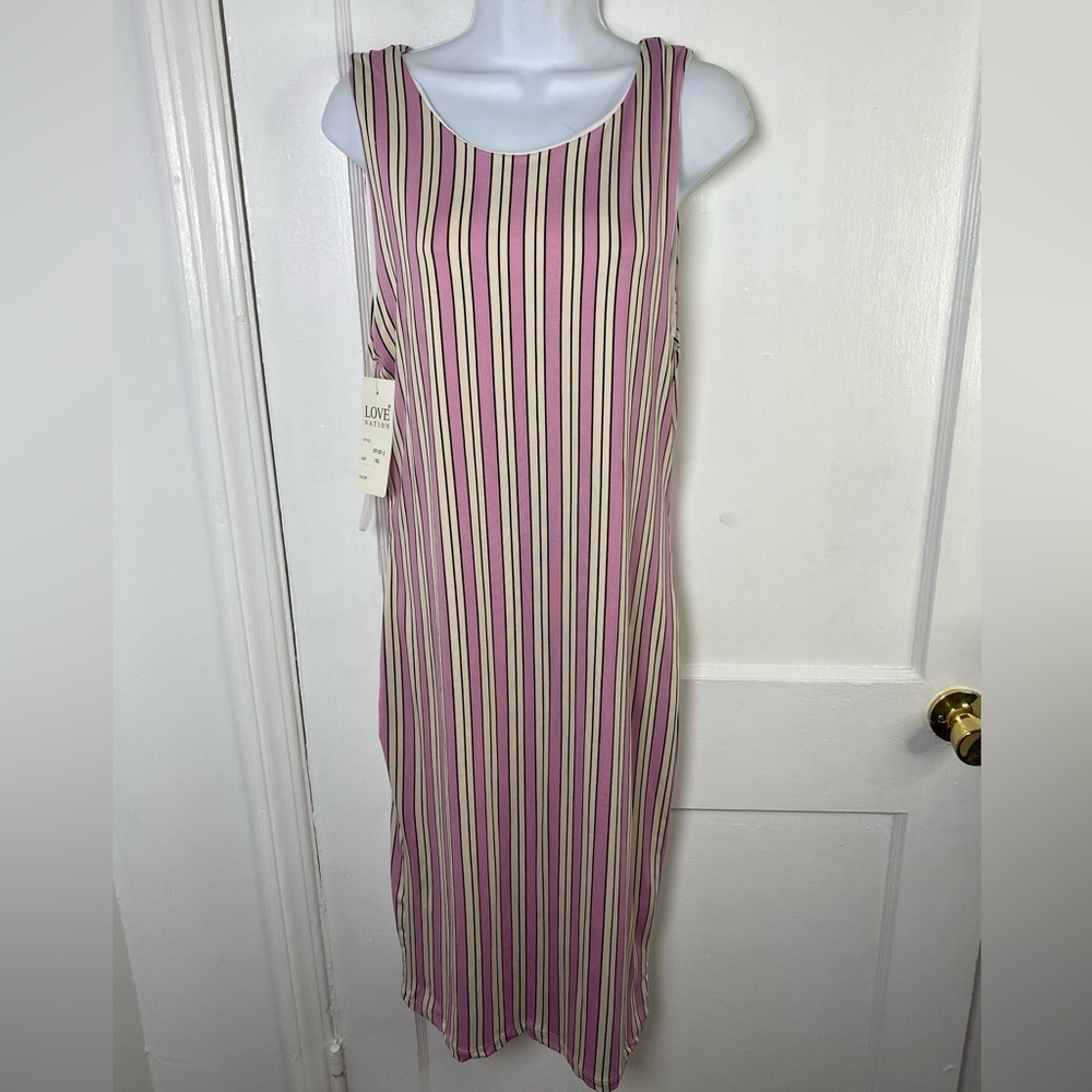 Love Nation NWT Pink & White Vertically Striped Midi Dress